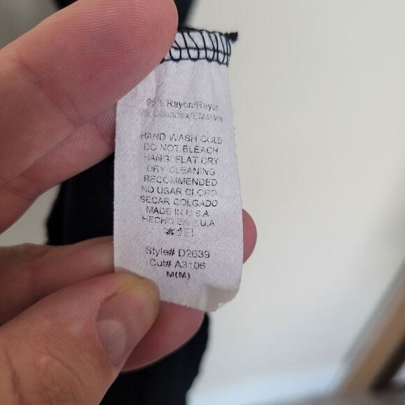 2Hearts Jersey Knit Dress Bell Sleeves Full Skirt Black Midi Soft Casual Medium - Picture 10 of 10